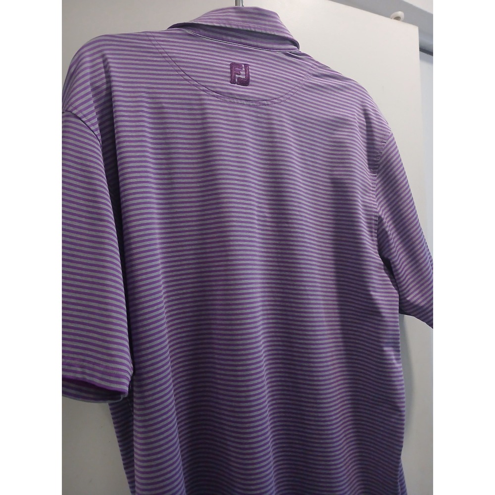 FootJoy Polo Shirt Mens L Purple Striped Performance Logo - Picture 6 of 7